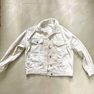 日本GU 米色oversize牛仔外套