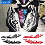 【FY】  2Pcs 39x9cm Motorcycle Honeycomb Bee Vinyl Sticker For Motor Front Face Decor Waterproof Decal
