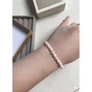 5-6mm saltwater akoya pearl bracelet with silver buckle