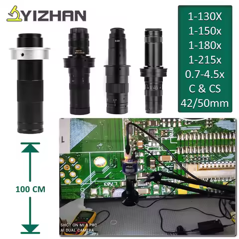 YIZHAN 215x 180x 150x Lens 0.7X~4.5X Adjustable Magnification Industry Microscope Lens Multiples CS 