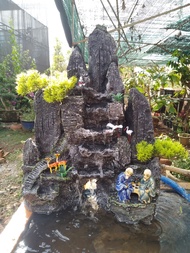 tặng kèm máy bơm 95k hòn non bộ hồ cá có thác nước sinh động-Ngang 34cm rộng 18cm cao 47cm
