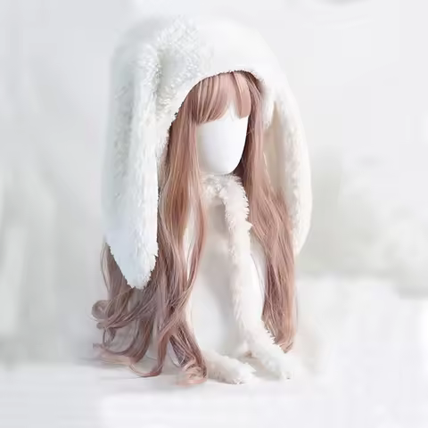 Japanese Loppy Bunny Eared Rabbit Cap Lolita Girl Earmuffs Cap Sweet Cute Rabbit Ears Plush Warm Win