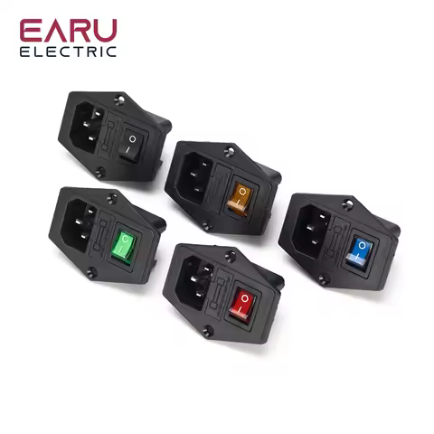 High quality Black Red 10A AC 250V 3 Terminal Power Socket with Fuse Holder Rocker Switch NEW AC Pow