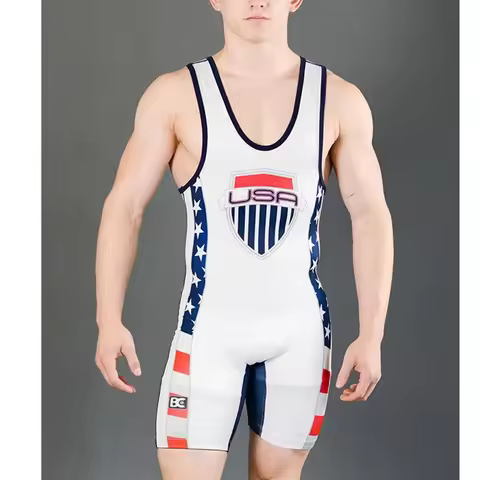 The Usa Wrestling Singlet Suit One Piece Bodysuit Professional Triathlon Skinsuit Mens High Elastic 