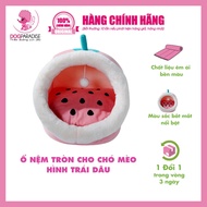 Round sleeping mattress for dogs and cats in strawberry shape, breathable material, easy to clean, 4