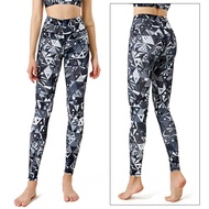 สต๊อกพร้อมส่ง) Yoga Pants Womens Flower High Waist Sports Tights Girls Pants Push-up Trainer Running