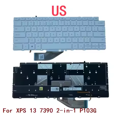 New US Laptop Backlit Keyboard For Dell XPS 13 7390 2-in-1 P103G Notebook PC Replacement NSK-ET1BC 0