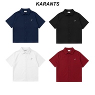 Karants Kemeja Kosong dengan Logo Logam Boxy Pendek, Fabrik Kapas Sejuk Premium, Uniseks – KR216