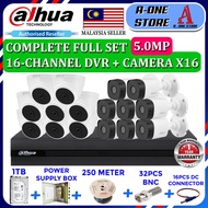 DAHUA 5MP Full Complete Set 16-CHANNEL HD 1080P CCTV 16 CH DVR + Camera + HARD DISK + Power Supply +