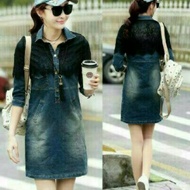 Denim Dress Casual Dress Len Denim Dress Wanita