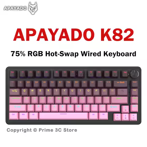 APAYADO K82 75% Wired Mechanical Keyboard 82 Keys RGB Backlit Hot Swappable Multifunctional Knob for