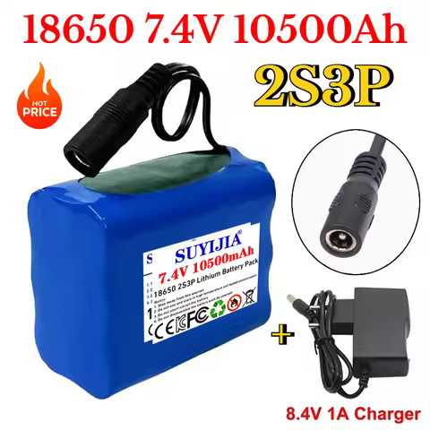18650 2S3P 7.4V 10500mAh FAI DA TE Batteria Al Litio di Emergenza Pesca HA CONDOTTO LA Luce Altoparl