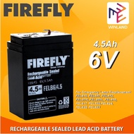 ✔⊕FIREFLY Rechargeable Sealed Lead Acid Battery 4.5Ah/6v FELB6/4.5 *WINLAND*