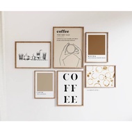Coffee Art  Line Art Abstract Wall Art Posters Canvas Painting Wall Pictures for Bar Decoration