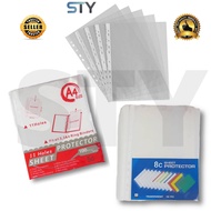 STY 100's Sheet Protector A4 Transparent Paper Folder Stationery Clear Holder Refill / Pocket File