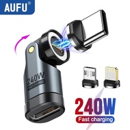 AUFU Penyesuai OTG Magnetik 9pin Jenis C Perempuan ke Jenis C IOS Micro Lelaki Penukar PD 240W Penye