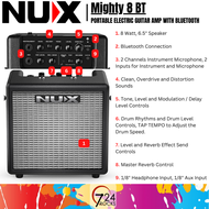 Nux guitar amp Nux Mighty 8 BT 8 Watts Portable Electric Guitar Amp Amplifier with Bluetooth nux bluetooth amp nux mighty amp nux mighty 8bt guitar amplifier nux amplifier mighty amp best guitar amp for beginners best guitar practice amp 724ROCKS