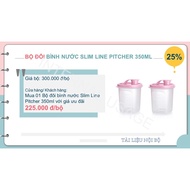 TUPPERWARE SLIM LINE PITCHER 350ML WATER BOTTLE DUO