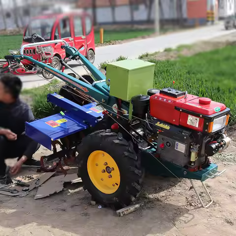 18HP Disc Harrow Hand Plow Diesel Engine Mini Electric Tiller Agricultural Power Tiller Walking Trac