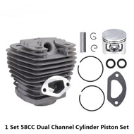 45cc 52cc 58cc Dual Channel Cylinder Piston Kit For Chain Saw Accessories Garden Tool Parts 5800 520
