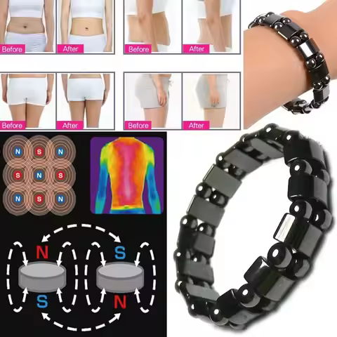 New Pure Hematite Magnetic Detox Bracelet for Women Men Anxiety Relief Improve Sleep Anti Swelling H