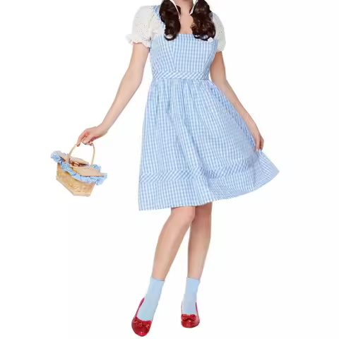 Halloween Dorothy Costume for Women Adult Blue Gingham Dress Country Farm Girl Cosplay Party Outifts