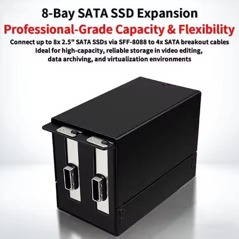 Lekuo 8 Port SATA 6G Expansion Card for SSD HDD, Compatible with Thunderbolt 3/4/5, PCIe X2, for Vid