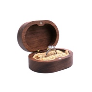 Kotak barang kemas kayu walnut hitam mudah alih kotak simpanan kalung kotak cincin pertunangan kayu kecil retro