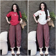 - Thai women's cold toothpick Set - embroidered with 3 horses - baggy silk pants with 9 socks