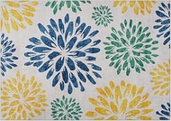 Area Rug Non-Slip Floral Washable Living Room Throw Small Stain Resistant Rugs Low-Pile Rugs Boho Ru