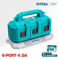 TOTAL Tools P20S 6 Port Battery Charger + Battery (20V / 4A / 5.0Ah / 6.0Ah / 7.5Ah) TFCLI2064
