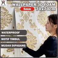 Wallpaper Dinding 3D Motif Foam 70x70cm Walpaper Motif Batik Sticker Tembok Murah Berkualitas