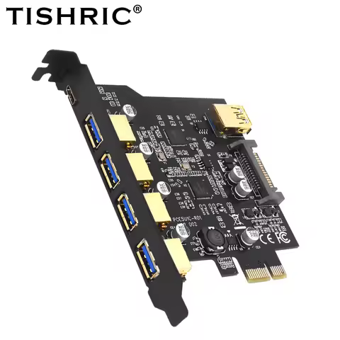 TISHRIC USB 3.2 PCI-e Expansion Card Pcie To USB Controller 2/4/5 port Usb 3.2 TYPE-C/19Pin PCI Expr
