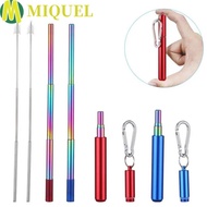 MIQUEL Drinking Straw Set, Portable Retractable Reusable Collapsible Straw, Long with Case Stainless Steel Foldable Metal Straw Bar Accessories