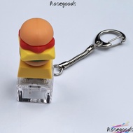 ROSEGOOD Finger Keyboard Cap, Keycap Pass The Time Hamburger Fidget Keychain,  French Fries Ice crea