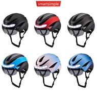 SMARTSIMPLE Adult Cycling Bike Helmets Magnetic Goggles Visor with Rechargeable LED Light Night Brea