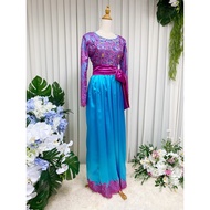 Baju Pengantin Lelaki Wanita Size L Satin Lace Biru Purpl