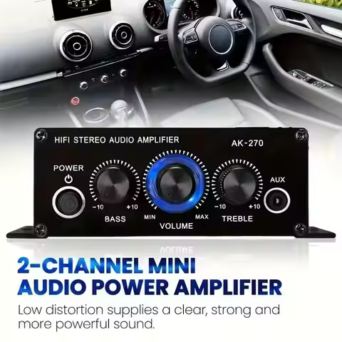 AK270 12V Mini Audio Amplifiers for Car Digital Sound Amplifier for Home Car Channel 2.0 Power AMP S