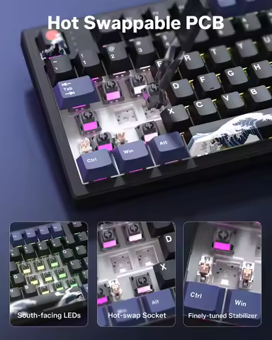 Womier L98 Coral 98% Wireless Mechanical Creamy Keyboard with TFT Screen Knob with Number Pad Hot Sw
