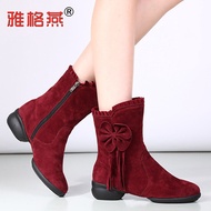 Square Dance shoes Winter new Women s dance shoes scrub skin breathable suede boots-dancing shoes YB