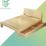 【Solid Wood】Solid Wood Bed Frame Katil Kayu Katil Queen Katil Single Katil King Bed With Drawer Stor