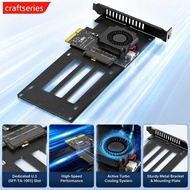 CRAFTSERIES PCIe 5.0 x4 to U.3 (SFF-TA-1001) NVMe SSD Adapter Card 12V Turbo Cooling Fan PCIe to 2.5