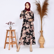 Midi Dress Wanita, Semi gamis Busana Muslimah Busui Katun Rayon