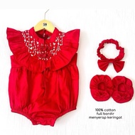 MERAH Chinese New Year Clothes Red Batik Cheongsam Jumper Qipao CNY Baby Girl Chinese New Year Chine