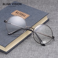 Blink Vision Korean Style Cermin Mata Retro Round Eyeglasses Metal Bulat Kacamata Men Women Student 