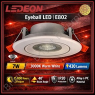 LEDEON (SIRIM) E802 7W WH ~ 3.5" LED Eyeball ( Round ) / Mata Bebola ( Bulat ) - WarmWhite ( 3000K )