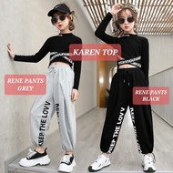 KAREN TOP BLACK / GIRLS' CASUAL CLOTHES / KOREAN TEENAGE CROP TOP IMPORTED BLACK HIP HOP