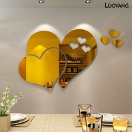 LY-1 Set Wall Stickers Adhesive Removable Solid Color Heart Shape Acrylic Mirror Stickers Home Decoration