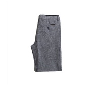 Hazard กางเกงขายาวลายทางไม่มีจีบ ผ้า Linen(ลินิน) สีน้ำเงิน