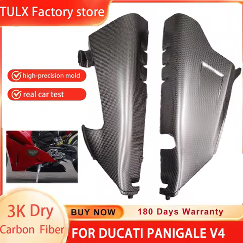 3K Carbon Fiber Stock Exhaust Side Panels (For Akrapovic Exhaust) Fairing For DUCATI Panigale V4 V4S